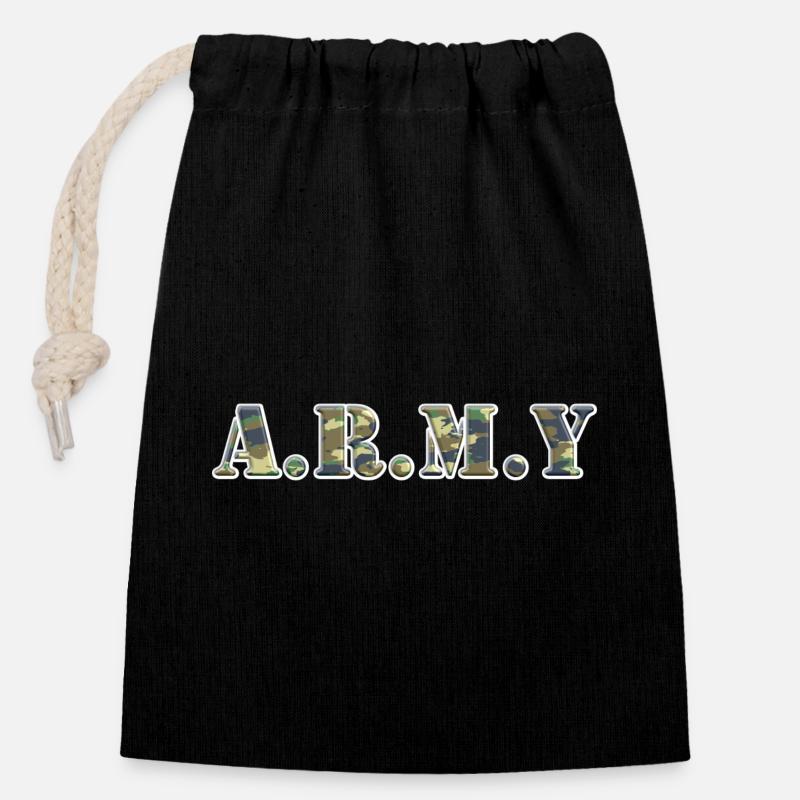 Army dot Design in Camouflage - Verschließbarer Geschenkbeutel aus Baumwolle (14x20cm) - Schwarz