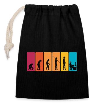 Gamer Evolution Awesome Vintage Evolution Of Man - Closable cotton gift bag (14x20cm) - black - Front