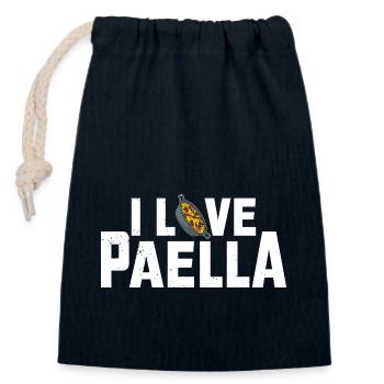 Spanish Cuisine Paella Rice Dish Travel Quote - Closable cotton gift bag (14x20cm) - navy - Front