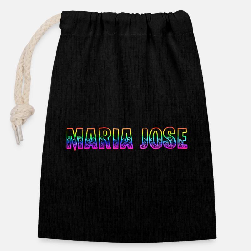 maria jose rs regenbogen - Verschließbarer Geschenkbeutel aus Baumwolle (14x20cm) - Schwarz