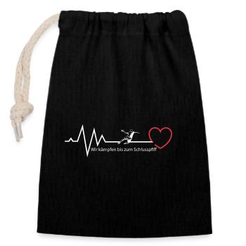 Heartbeat Handball T-Shirt mit Spruch - Verschließbarer Geschenkbeutel aus Baumwolle (14x20cm) - Schwarz - Vorne