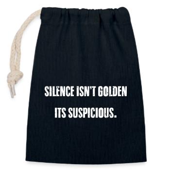 Funny Momday Silence Isn't Golden It's Suspicious - Verschließbarer Geschenkbeutel aus Baumwolle (14x20cm) - Navy - Vorne