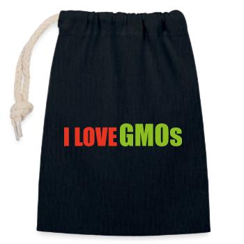 I love gmo - Closable cotton gift bag (14x20cm) - navy - Front