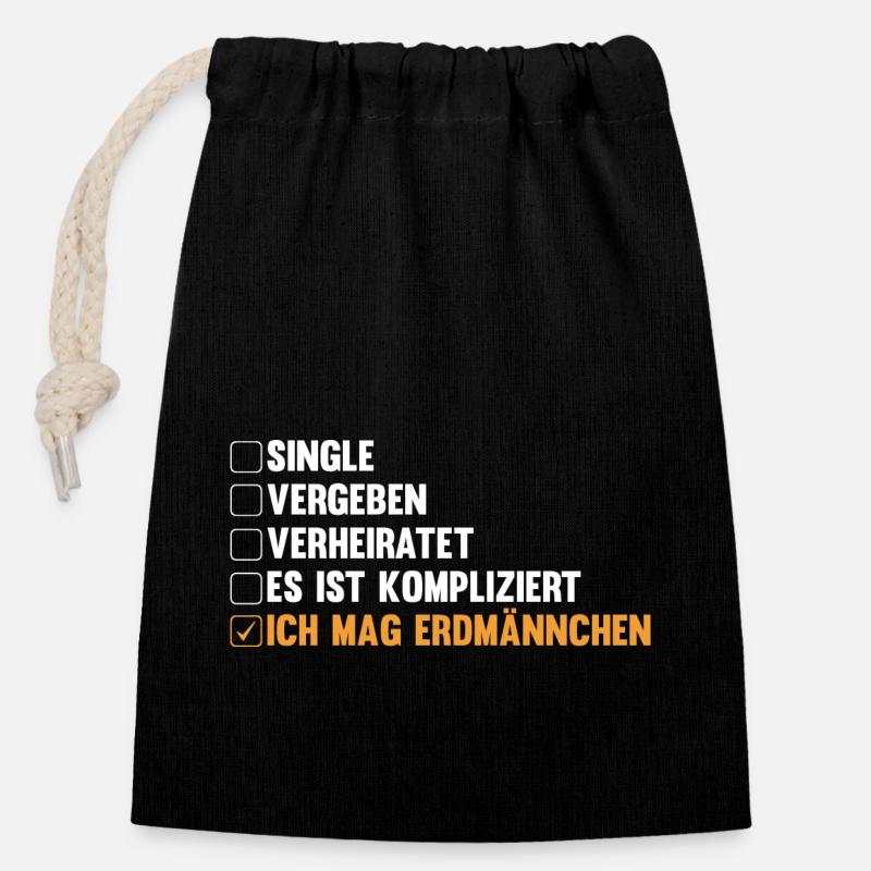 Erdmännchen - Verschließbarer Geschenkbeutel aus Baumwolle (14x20cm) - Schwarz