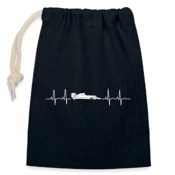Heartbeat Motorsport Fan Design Blanc - Sac cadeau en coton avec cordon (14 x 20 cm) - bleu marine - Devant