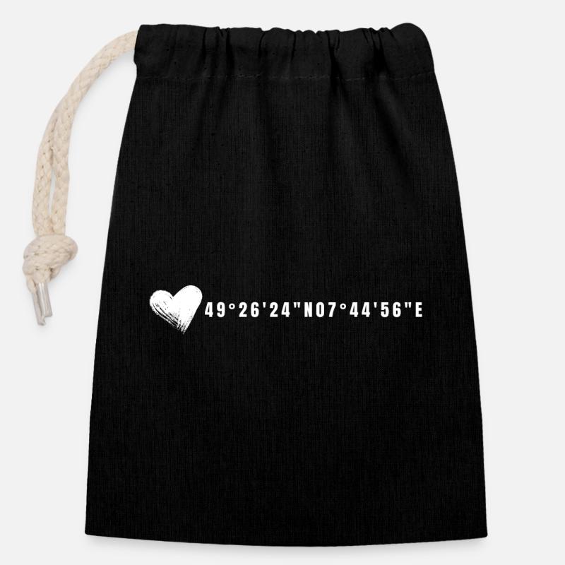 Kaiserslautern Herz coordinates - Closable cotton gift bag (14x20cm) - black