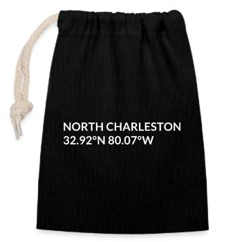 North Charleston South Carolina USA Koordinaten - Verschließbarer Geschenkbeutel aus Baumwolle (14x20cm) - Schwarz - Vorne