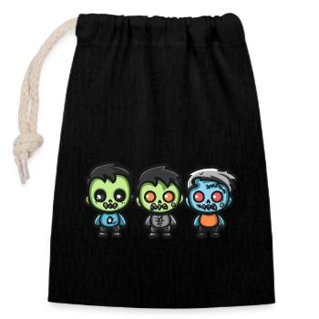 Zombies Halloween Bande dessinée mignonne - Sac cadeau en coton avec cordon (14 x 20 cm) - noir - Devant