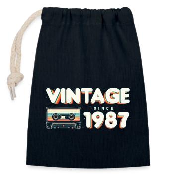 Rétro Vintage 1987 Nostalgique Anniversaire Hommes Femmes - Sac cadeau en coton avec cordon (14 x 20 cm) - bleu marine - Devant