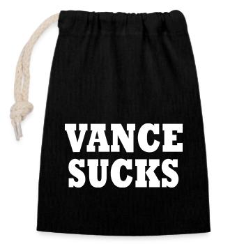 vance sucks - Closable cotton gift bag (14x20cm) - black - Front