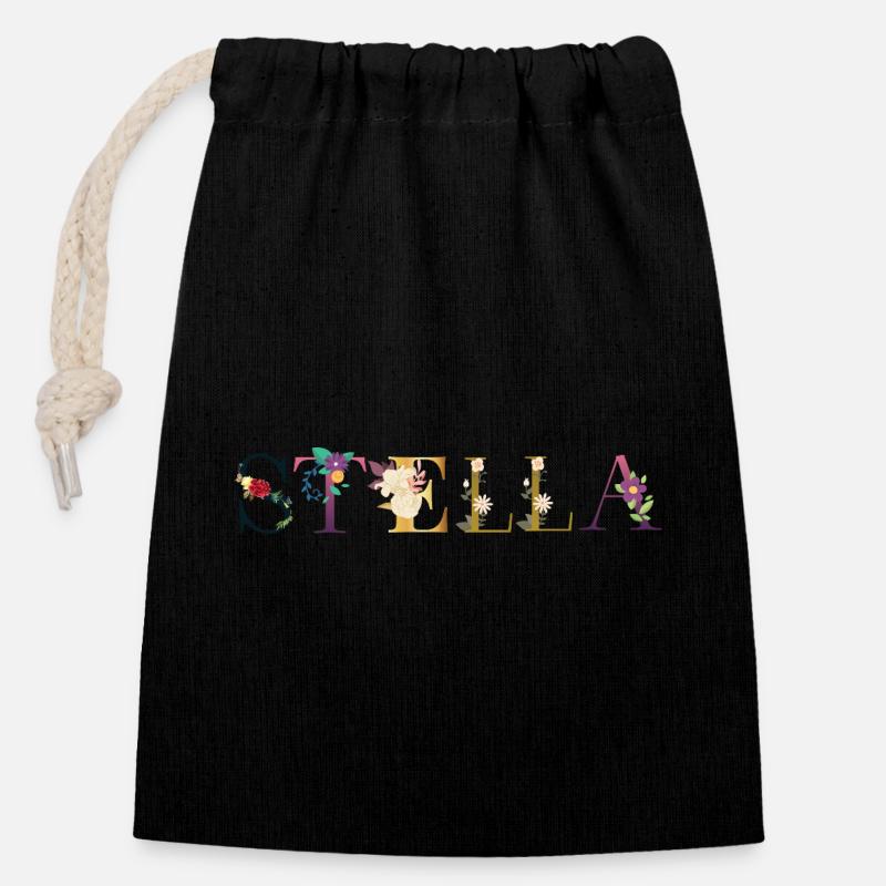 Stella - Closable cotton gift bag (14x20cm) - black