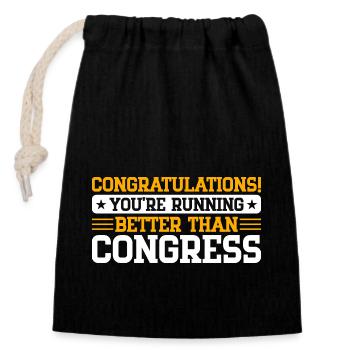Running Congratulations Better Than Congress Gift - Verschließbarer Geschenkbeutel aus Baumwolle (14x20cm) - Schwarz - Vorne