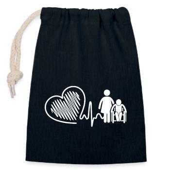 Nursing Aide Heartbeat - Closable cotton gift bag (14x20cm) - navy - Front