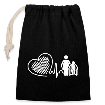 Nursing Aide Heartbeat - Closable cotton gift bag (14x20cm) - black - Front