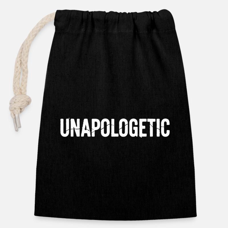 Unapologetic Authentics White - Closable cotton gift bag (14x20cm) - black