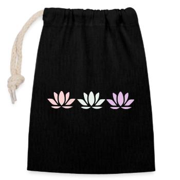 Lotus Flower Lotus Flower Violet Flower Flower Yoga - Closable cotton gift bag (14x20cm) - black - Front