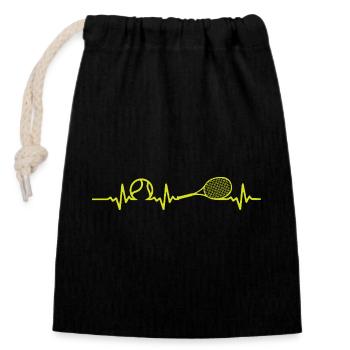 Tennis Heartbeat Tennis Player - Closable cotton gift bag (14x20cm) - black - Front