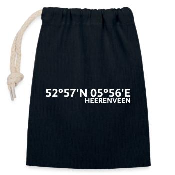 Coordonnées de Heerenveen - Sac cadeau en coton avec cordon (14 x 20 cm) - bleu marine - Devant