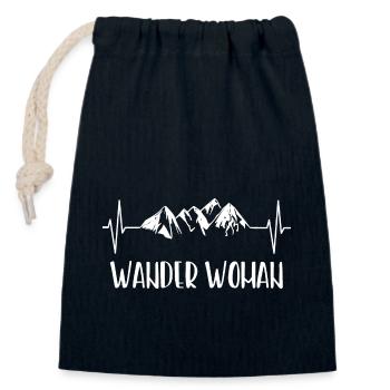 Wander Woman Herzschlag Wandern Berge Wanderwoman - Verschließbarer Geschenkbeutel aus Baumwolle (14x20cm) - Navy - Vorne