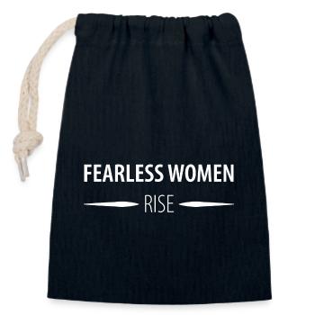 Fearless women rise - Closable cotton gift bag (14x20cm) - navy - Front