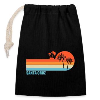 California Surfing Santa Cruz - Closable cotton gift bag (14x20cm) - black - Front