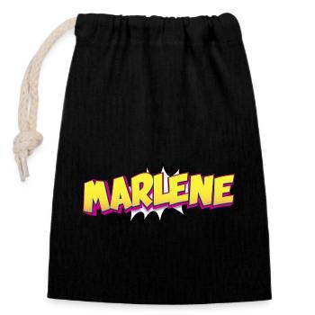 Marlene Nom personnalisé Style bande dessinée Pop Art, - Sac cadeau en coton avec cordon (14 x 20 cm) - noir - Devant