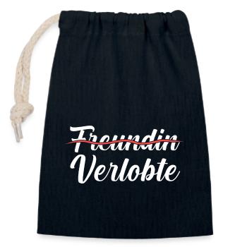 Heiratsantrag Beziehungsstatus Freundin Verlobte - Verschließbarer Geschenkbeutel aus Baumwolle (14x20cm) - Navy - Vorne