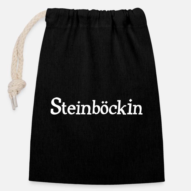 Steinböckin Weiblicher Steinbock - Verschließbarer Geschenkbeutel aus Baumwolle (14x20cm) - Schwarz