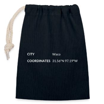 coordonnées de Waco, Texas, États-Unis - Sac cadeau en coton avec cordon (14 x 20 cm) - bleu marine - Devant