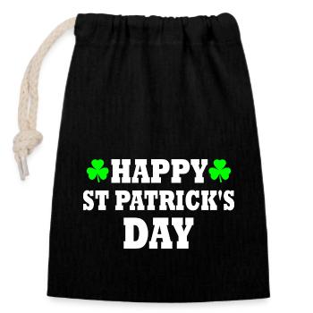 happy st patrick's day - Verschließbarer Geschenkbeutel aus Baumwolle (14x20cm) - Schwarz - Vorne