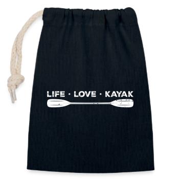Leben Liebe Kajak - Verschließbarer Geschenkbeutel aus Baumwolle (14x20cm) - Navy - Vorne