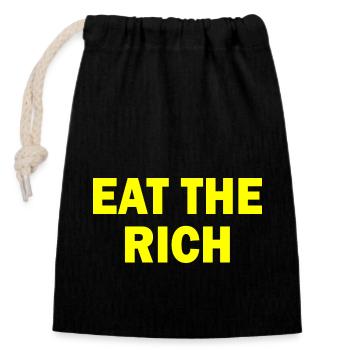 Eat the rich - Verschließbarer Geschenkbeutel aus Baumwolle (14x20cm) - Schwarz - Vorne