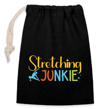 Yoga Stretching Junkie Drôle de Yoga - Sac cadeau en coton avec cordon (14 x 20 cm) - noir - Devant