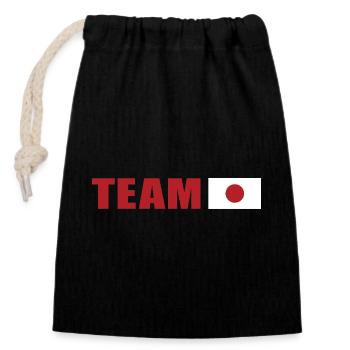 Support-Team Japan - Verschließbarer Geschenkbeutel aus Baumwolle (14x20cm) - Schwarz - Vorne