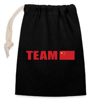 Support-Team China - Verschließbarer Geschenkbeutel aus Baumwolle (14x20cm) - Schwarz - Vorne