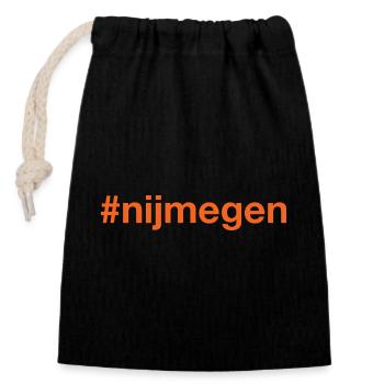 Nimègue, Pays-Bas - Sac cadeau en coton avec cordon (14 x 20 cm) - noir - Devant