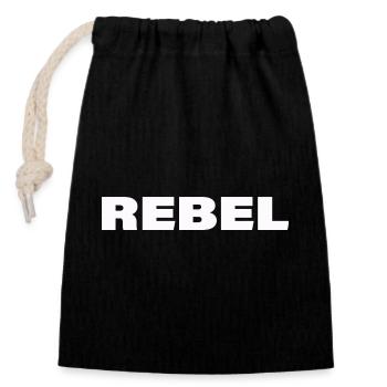 REBEL - Verschließbarer Geschenkbeutel aus Baumwolle (14x20cm) - Schwarz - Vorne
