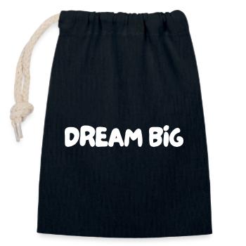 rêver grand - Sac cadeau en coton avec cordon (14 x 20 cm) - bleu marine - Devant
