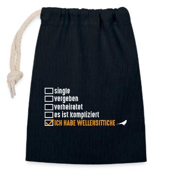 Vogel Sittch Wellensittich - Verschließbarer Geschenkbeutel aus Baumwolle (14x20cm) - Navy - Vorne