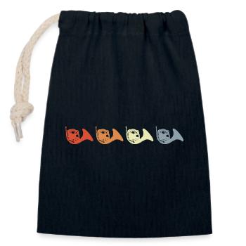 Vintage French Horns - Closable cotton gift bag (14x20cm) - navy - Front