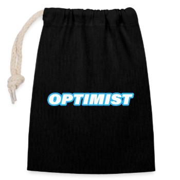 OPTIMIST - Verschließbarer Geschenkbeutel aus Baumwolle (14x20cm) - Schwarz - Vorne