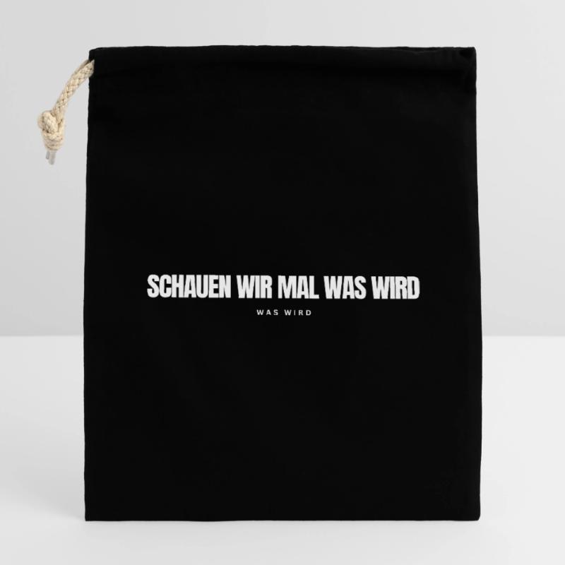 Schauen wir mal was wird - was wird Verschließbarer Geschenkbeutel aus Baumwolle (14x20cm)