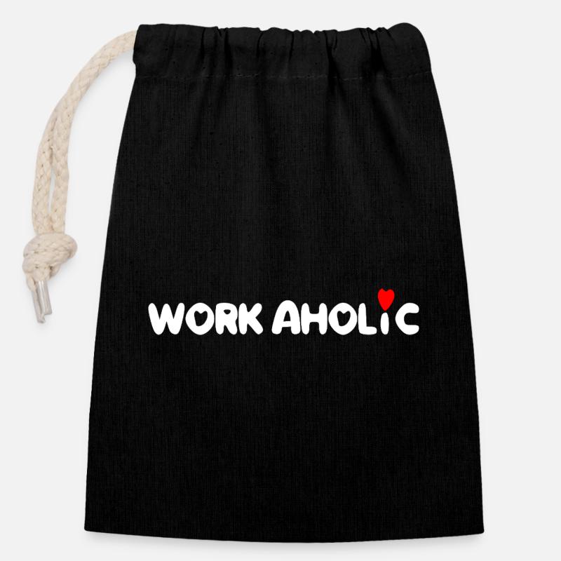 Workaholic-Arbeit von Arbeitern - Verschließbarer Geschenkbeutel aus Baumwolle (14x20cm) - Schwarz