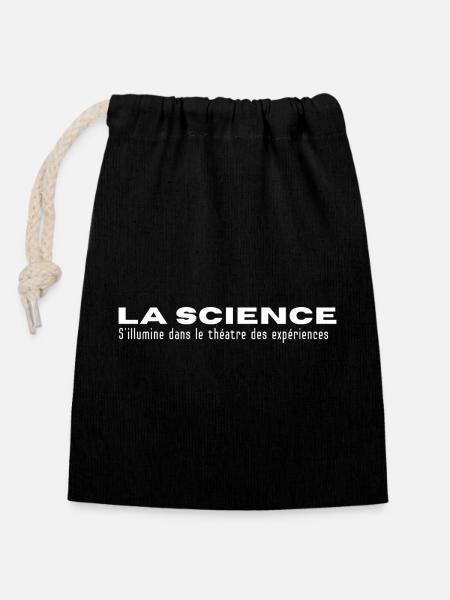LA SCIENCE... in Erlebnissen - Verschließbarer Geschenkbeutel aus Baumwolle (14x20cm) - Schwarz