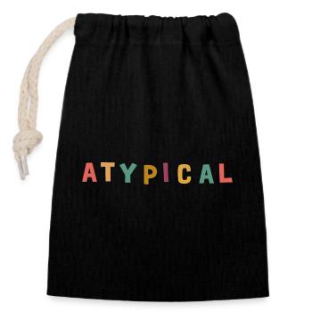 Atypical - Closable cotton gift bag (14x20cm) - black - Front