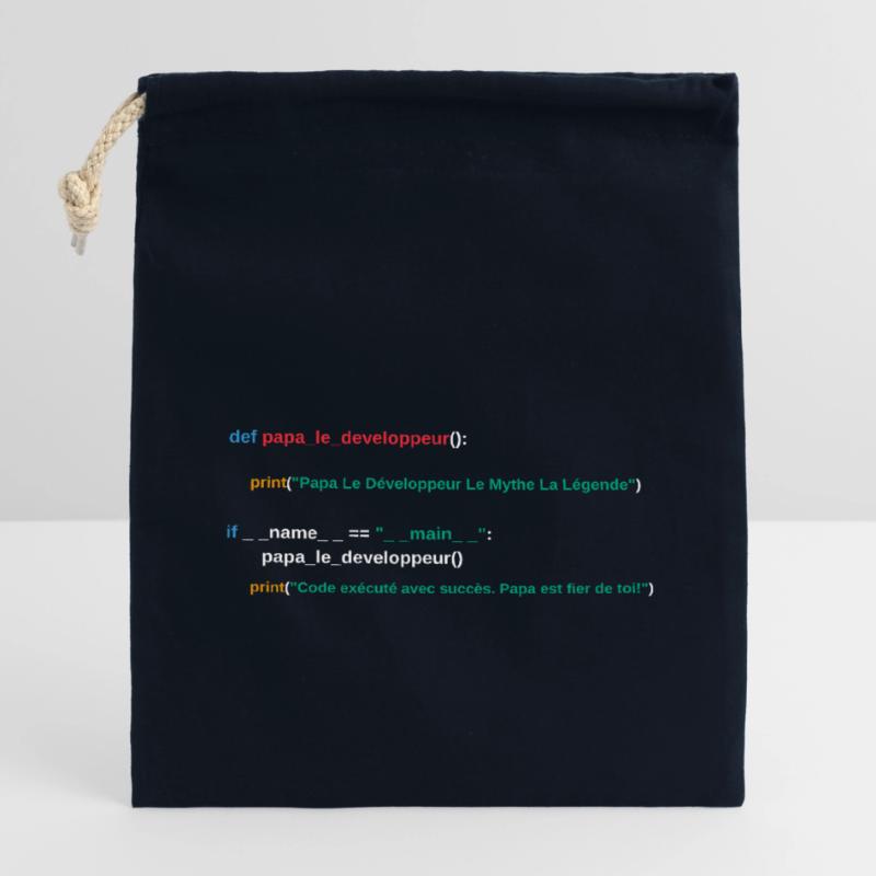 Code du programme Papa développeur Sac cadeau en coton avec cordon (14 x 20 cm)
