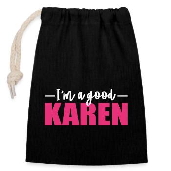 Karen - Closable cotton gift bag (14x20cm) - black - Front