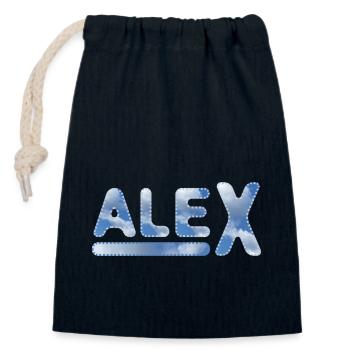Alex Vorname - Verschließbarer Geschenkbeutel aus Baumwolle (14x20cm) - Navy - Vorne