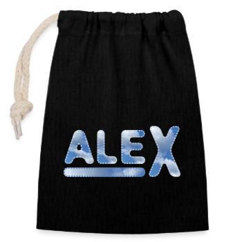 Alex Vorname - Verschließbarer Geschenkbeutel aus Baumwolle (14x20cm) - Schwarz - Vorne
