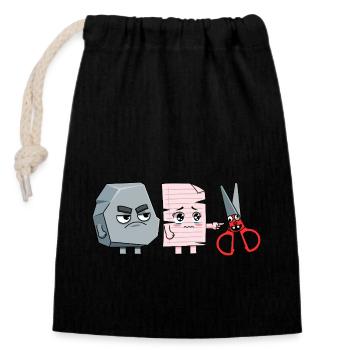 Funny Humorous Stone Scissors Paper - Closable cotton gift bag (14x20cm) - black - Front